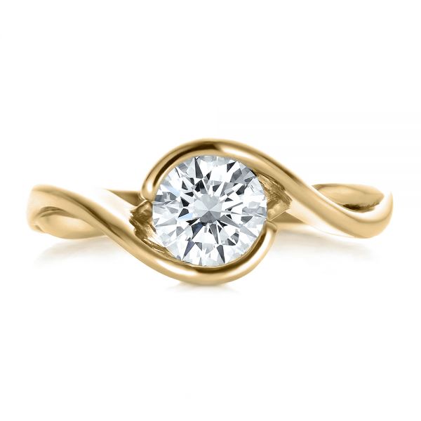 14k Yellow Gold 14k Yellow Gold Custom Wrapped Diamond Solitaire Engagement Ring - Top View - 100595