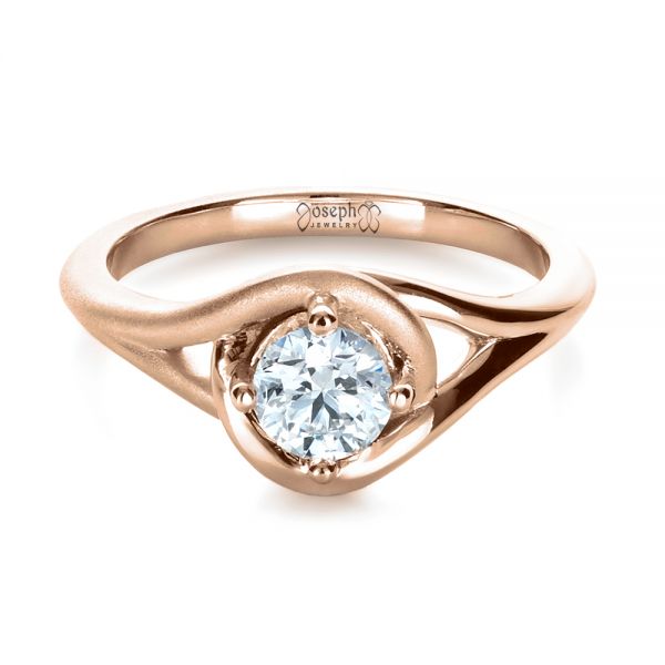 14k Rose Gold 14k Rose Gold Custom Wrapped Shank Engagement Ring - Flat View - 1295