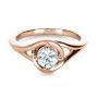 14k Rose Gold 14k Rose Gold Custom Wrapped Shank Engagement Ring - Flat View -  1295 - Thumbnail