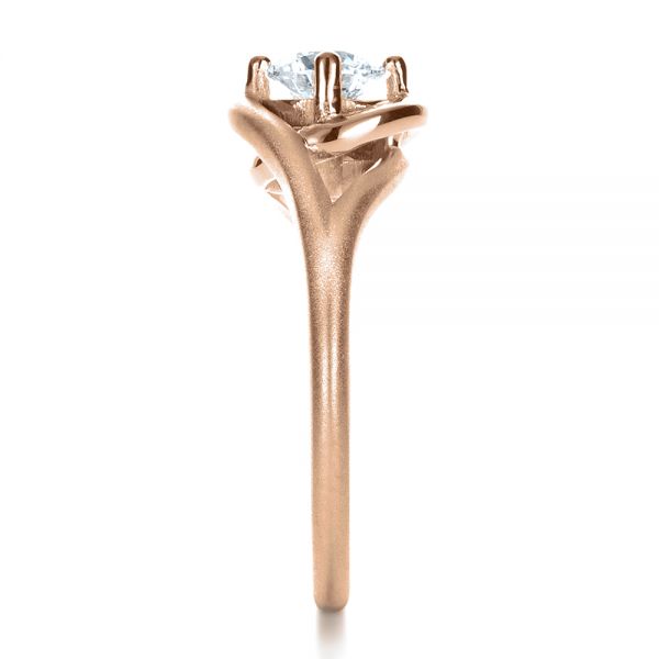14k Rose Gold 14k Rose Gold Custom Wrapped Shank Engagement Ring - Side View - 1295