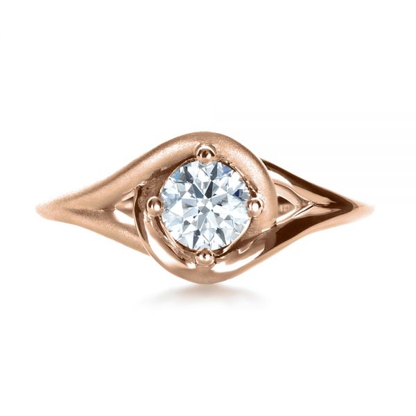 14k Rose Gold 14k Rose Gold Custom Wrapped Shank Engagement Ring - Top View -  1295