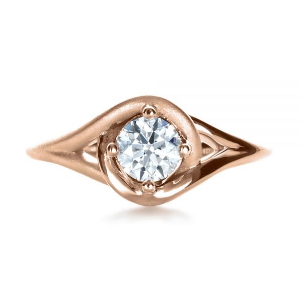 14k Rose Gold 14k Rose Gold Custom Wrapped Shank Engagement Ring - Top View - 1295