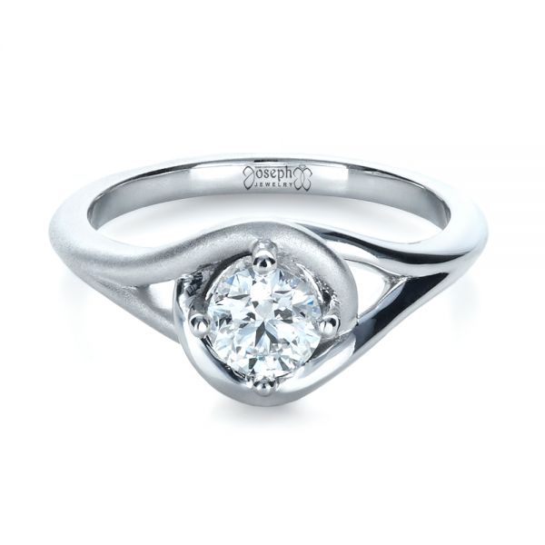 18k White Gold Custom Wrapped Shank Engagement Ring - Flat View - 1295