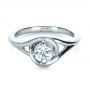 18k White Gold Custom Wrapped Shank Engagement Ring - Flat View -  1295 - Thumbnail