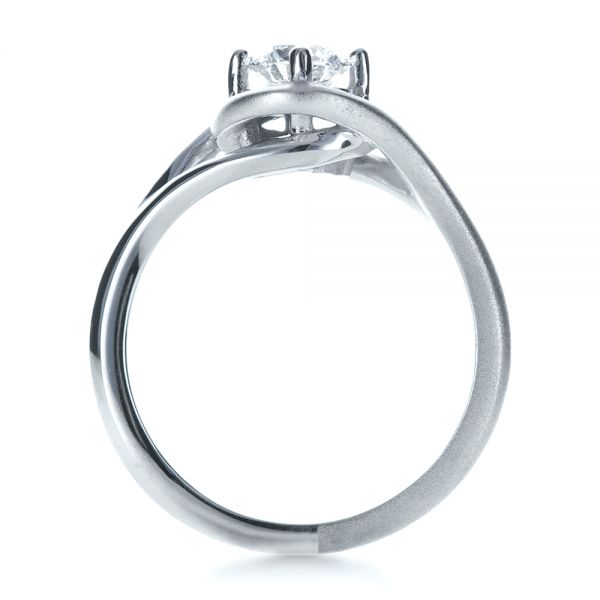 18k White Gold Custom Wrapped Shank Engagement Ring - Front View -  1295