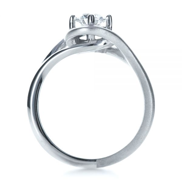 18k White Gold Custom Wrapped Shank Engagement Ring - Front View - 1295