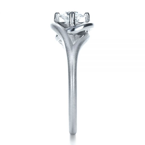 18k White Gold Custom Wrapped Shank Engagement Ring - Side View - 1295