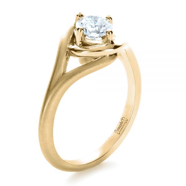 14k Yellow Gold 14k Yellow Gold Custom Wrapped Shank Engagement Ring - Three-Quarter View -  1295
