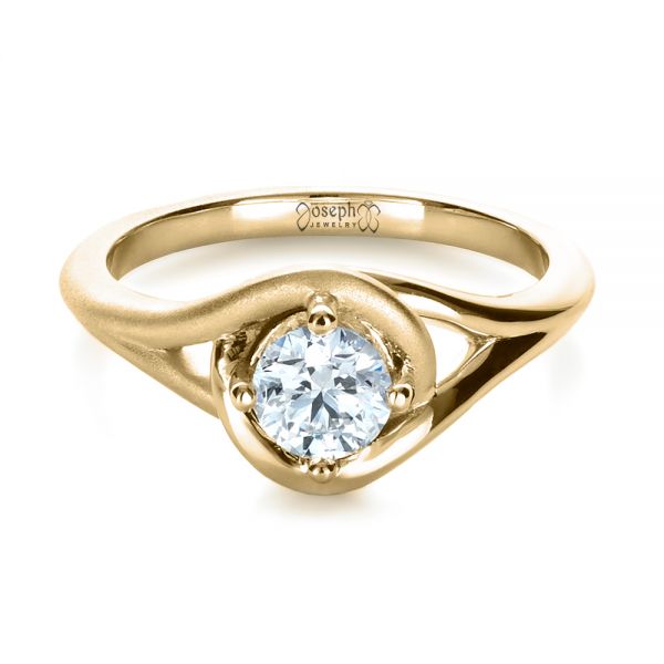 18k Yellow Gold 18k Yellow Gold Custom Wrapped Shank Engagement Ring - Flat View -  1295