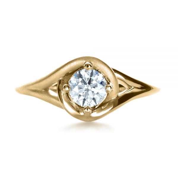 14k Yellow Gold 14k Yellow Gold Custom Wrapped Shank Engagement Ring - Top View - 1295