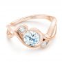 18k Rose Gold 18k Rose Gold Custom Wrapped Three-stone Diamond Engagement Ring - Flat View -  102866 - Thumbnail