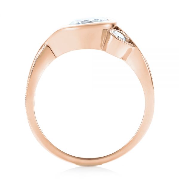 18k Rose Gold 18k Rose Gold Custom Wrapped Three-stone Diamond Engagement Ring - Front View -  102866