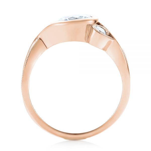 14k Rose Gold 14k Rose Gold Custom Wrapped Three-stone Diamond Engagement Ring - Front View - 102866