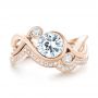 18k Rose Gold 18k Rose Gold Custom Wrapped Three-stone Diamond Engagement Ring - Top View -  102866 - Thumbnail