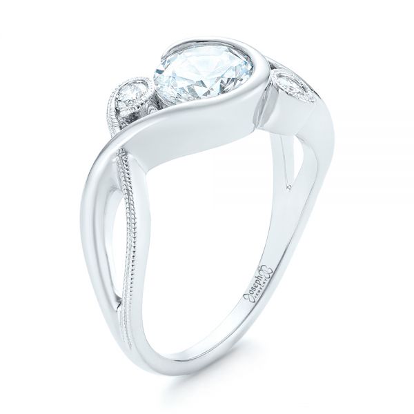 18k White Gold 18k White Gold Custom Wrapped Three-stone Diamond Engagement Ring - Three-Quarter View -  102866