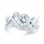 14k White Gold Custom Wrapped Three-stone Diamond Engagement Ring - Top View -  102866 - Thumbnail