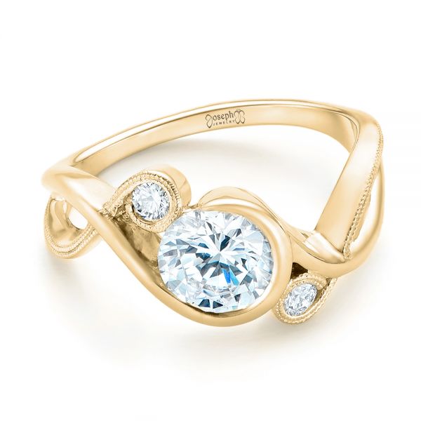 14k Yellow Gold 14k Yellow Gold Custom Wrapped Three-stone Diamond Engagement Ring - Flat View - 102866