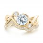 18k Yellow Gold 18k Yellow Gold Custom Wrapped Three-stone Diamond Engagement Ring - Top View -  102866 - Thumbnail