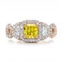 18k Rose Gold 18k Rose Gold Custom Yellow Diamond And Diamond Halo Engagement Ring - Top View -  100633 - Thumbnail