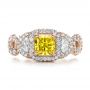 14k Rose Gold 14k Rose Gold Custom Yellow Diamond And Diamond Halo Engagement Ring - Top View -  100633 - Thumbnail