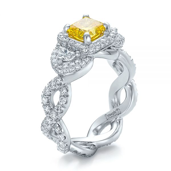 Custom Yellow Diamond and Diamond Halo Engagement Ring - reference design