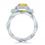 14k White Gold 14k White Gold Custom Yellow Diamond And Diamond Halo Engagement Ring - Front View -  100633 - Thumbnail