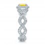  Platinum Custom Yellow Diamond And Diamond Halo Engagement Ring - Side View -  100633 - Thumbnail