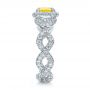 14k White Gold 14k White Gold Custom Yellow Diamond And Diamond Halo Engagement Ring - Side View -  100633 - Thumbnail