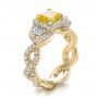 18k Yellow Gold 18k Yellow Gold Custom Yellow Diamond And Diamond Halo Engagement Ring - Three-Quarter View -  100633 - Thumbnail