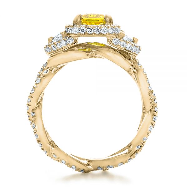 14k Yellow Gold 14k Yellow Gold Custom Yellow Diamond And Diamond Halo Engagement Ring - Front View - 100633