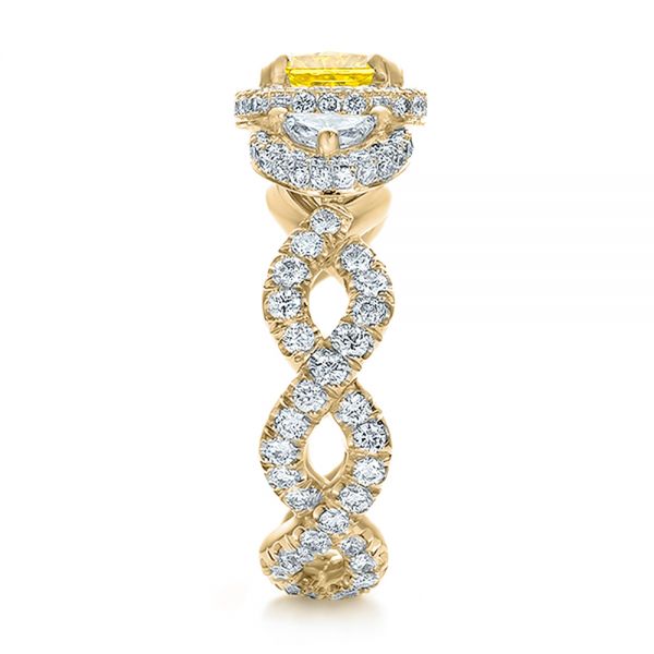 14k Yellow Gold 14k Yellow Gold Custom Yellow Diamond And Diamond Halo Engagement Ring - Side View - 100633