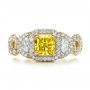 14k Yellow Gold 14k Yellow Gold Custom Yellow Diamond And Diamond Halo Engagement Ring - Top View -  100633 - Thumbnail