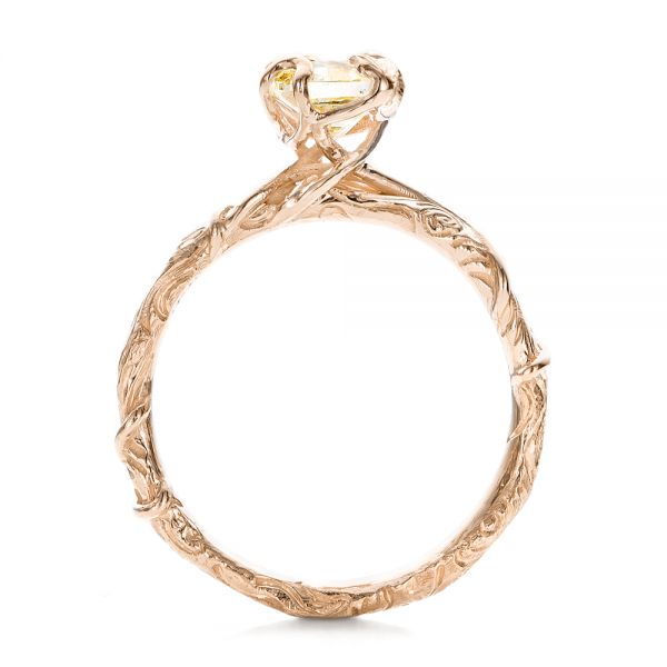 14k Rose Gold 14k Rose Gold Custom Yellow Diamond And Organic Vine Engagement Ring - Front View -  101228
