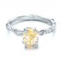 18k White Gold 18k White Gold Custom Yellow Diamond And Organic Vine Engagement Ring - Flat View -  101228 - Thumbnail