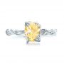 18k White Gold 18k White Gold Custom Yellow Diamond And Organic Vine Engagement Ring - Top View -  101228 - Thumbnail