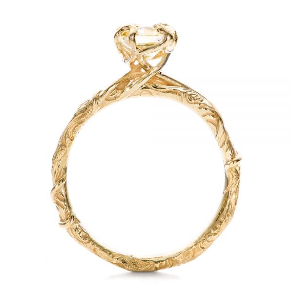 18k Yellow Gold Custom Yellow Diamond And Organic Vine Engagement Ring - Front View -  101228