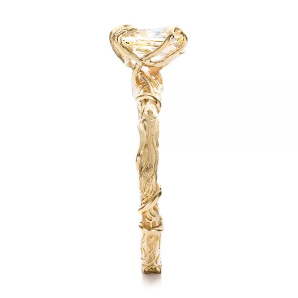 14k Yellow Gold 14k Yellow Gold Custom Yellow Diamond And Organic Vine Engagement Ring - Side View -  101228