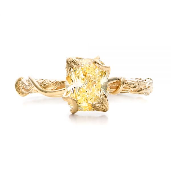 14k Yellow Gold 14k Yellow Gold Custom Yellow Diamond And Organic Vine Engagement Ring - Top View -  101228