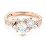 18k Rose Gold 18k Rose Gold Custom Diamond Cluster Engagement Ring - Flat View -  104052 - Thumbnail