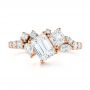 14k Rose Gold 14k Rose Gold Custom Diamond Cluster Engagement Ring - Top View -  104052 - Thumbnail