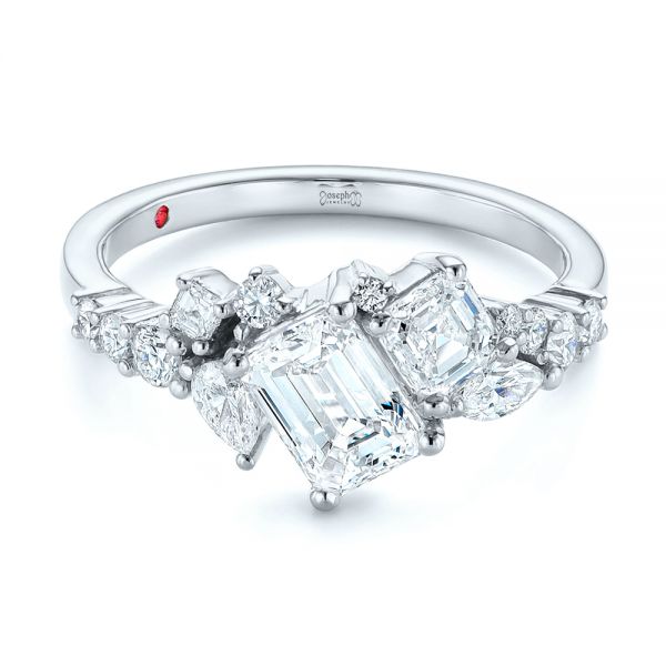  Platinum Platinum Custom Diamond Cluster Engagement Ring - Flat View -  104052