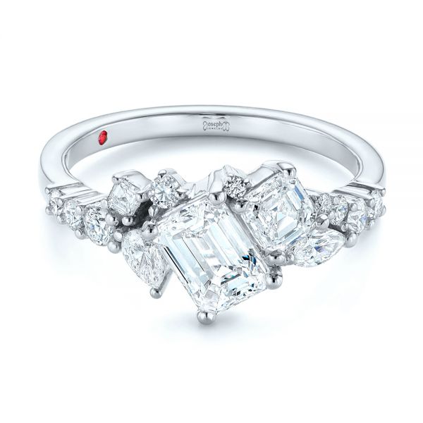 Platinum Platinum Custom Diamond Cluster Engagement Ring - Flat View - 104052
