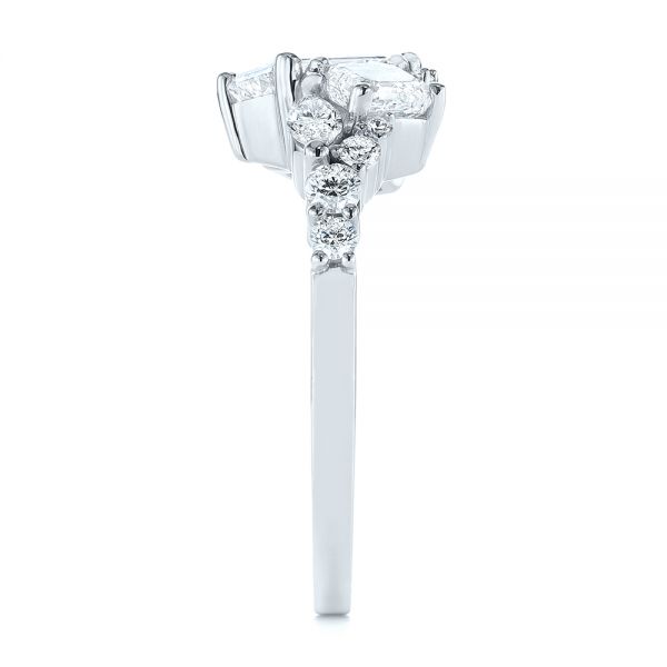 Platinum Platinum Custom Diamond Cluster Engagement Ring - Side View - 104052