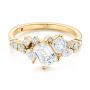 18k Yellow Gold Custom Diamond Cluster Engagement Ring - Flat View -  104052 - Thumbnail