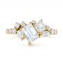 18k Yellow Gold Custom Diamond Cluster Engagement Ring - Top View -  104052 - Thumbnail