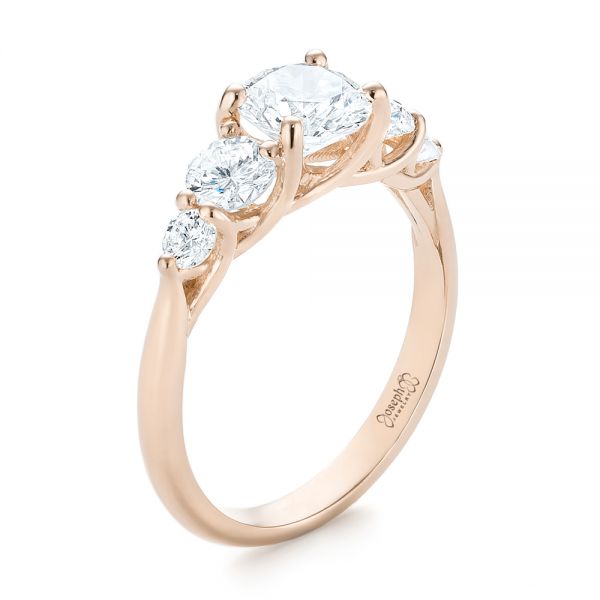 18k Rose Gold 18k Rose Gold Custom Diamond Engagement Ring - Three-Quarter View -  103406