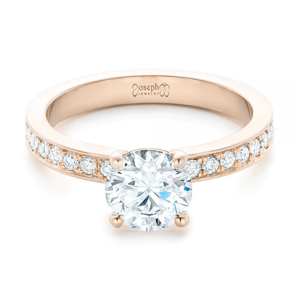 14k Rose Gold 14k Rose Gold Custom Diamond Engagement Ring - Flat View -  102381