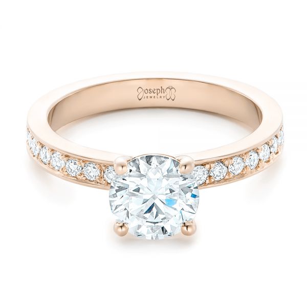 18k Rose Gold 18k Rose Gold Custom Diamond Engagement Ring - Flat View - 102381