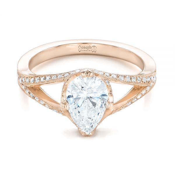 18k Rose Gold 18k Rose Gold Custom Diamond Engagement Ring - Flat View -  102412