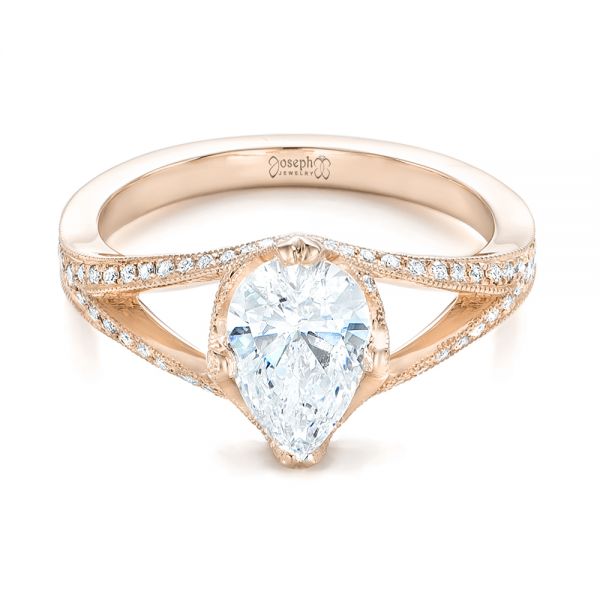 14k Rose Gold 14k Rose Gold Custom Diamond Engagement Ring - Flat View - 102412